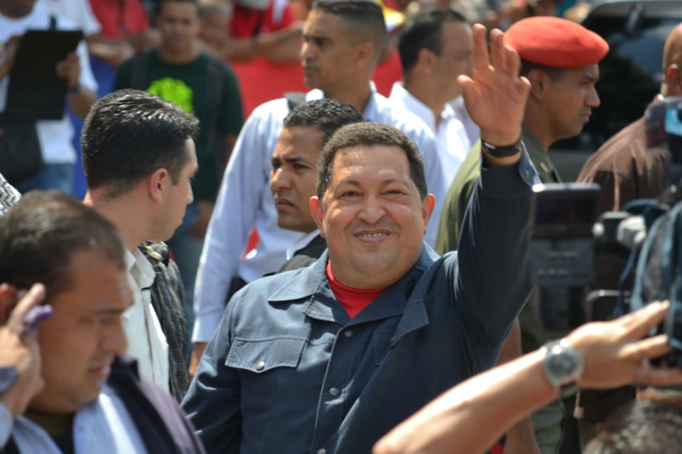 Former Venezuelan president Hugo Chavez outside a voting booth on 7 October, 2012. Minutes later he cast his vote as incumbent in the last election he would win. He won the 2012 presidential election by a landslide, but two months later he was hospitalised in Cuba, where he underwent cancer surgery. The following March, then vice president Nicolas Maduro delivered a televised address, announcing Chavez had died. During Chavez's 12 years in power, poverty was cut by almost half, and the government implemented a slew of social programmes providing free healthcare, housing, tertiary education, subsidised food and more. As Maduro delivered the announcement, people around me broke down in tears. My working class neighbourhood in Merida came to a grinding halt; some people were just standing in the street, looking utterly bewildered. That night I went down to Merida's main square, where there was a collective outpouring of grief until early the next morning.
